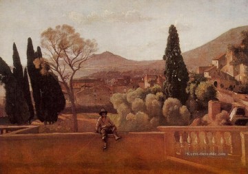  garten - Gärten der Villa Este in Tivoli plein air Romantik Jean Baptiste Camille Corot